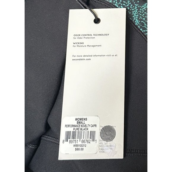 Second Skin Performance Capri Tights Leggings Small 4-6 Black Activewear Pants - Picture 9 of 9